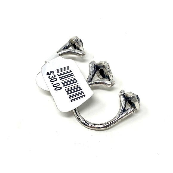 NWT Free People Triple Ring Black Stones Silver - Picture 2 of 5